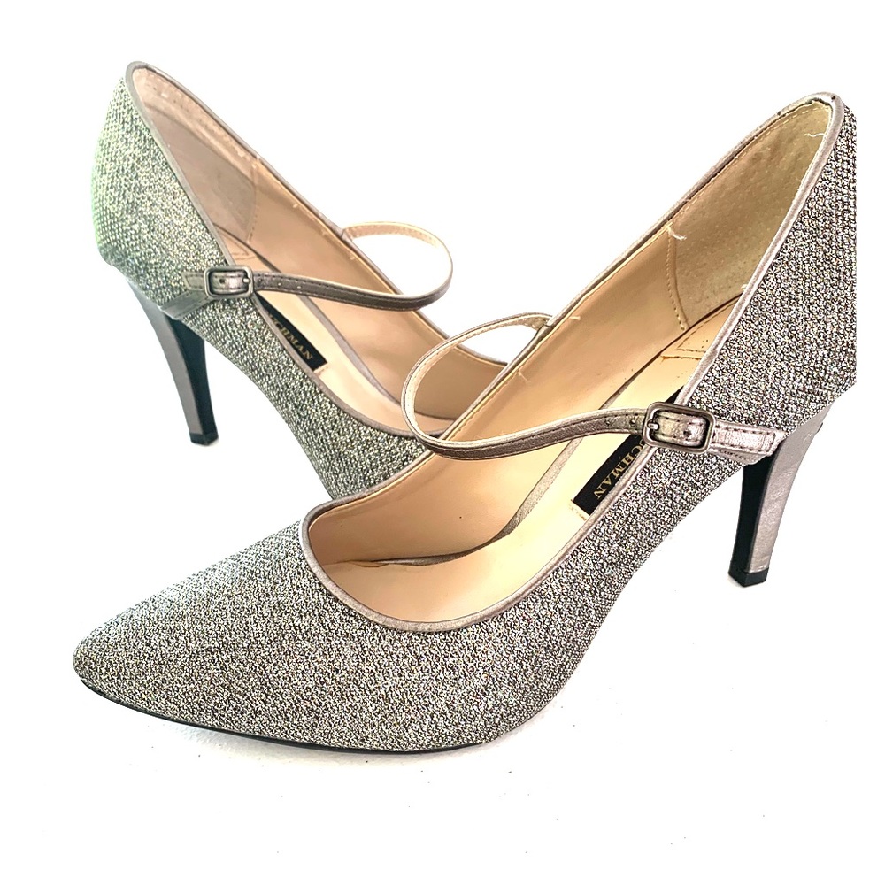 Silver sparkle heels